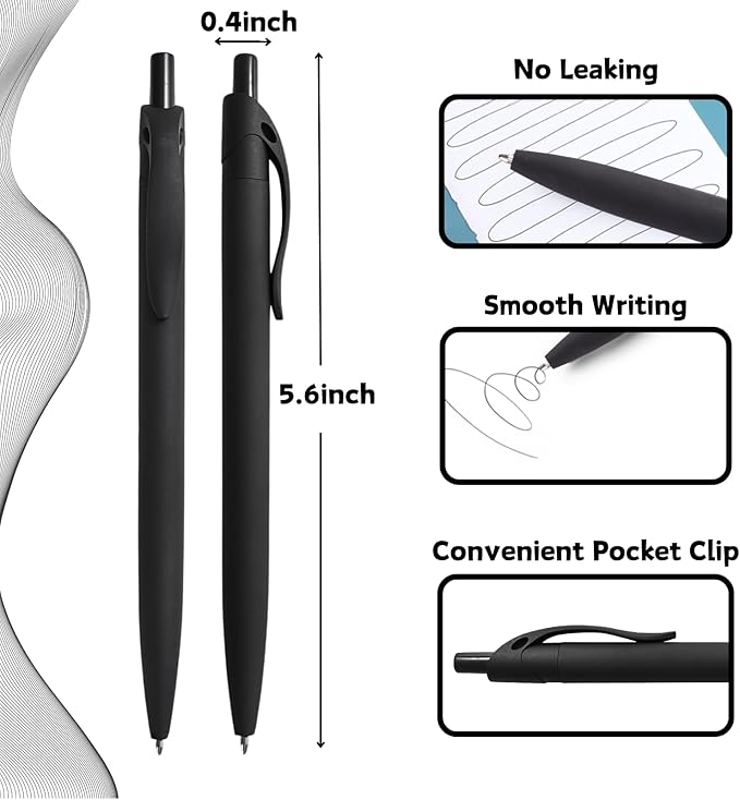 BallPoint Pens, 100 Pack (BLACK Ink),Bulk Pens, Black Barrel,Click Pens for Office Home and School, Retractable Ballpoint Pens, Medium Point, 1.00MM (Black)
