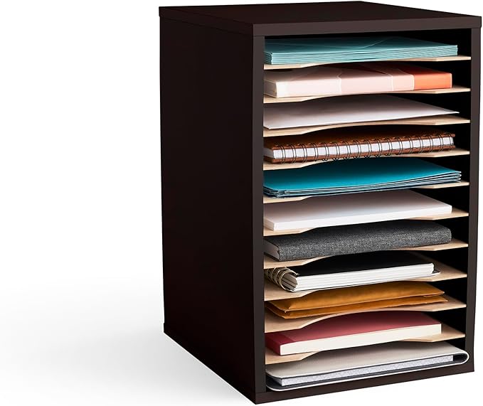 Safco Products Vertical Desktop Sorter, 11 Compartment, Black