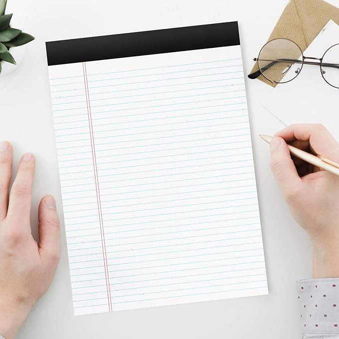 12 Pack of Legal Pads 8.5 x 11.75 College Ruled Notebook White Paper Note Pad Narrow Ruled 30 Sheets Notepads Perforated Writing Pad Clear Print 8x11 Legal Pads Pads of Paper