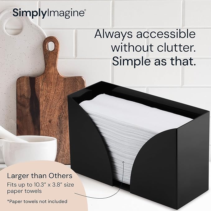 Countertop Paper Towel Holder for Wall Mount, 2 Pack - Acrylic Paper Towel Dispenser & Napkin Holder for Bathroom - Kitchen Accessories