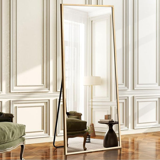 64"x21" Full Length Mirror Rectangle Body Dressing Floor Standing Mirrors for Bedroom & Cloakroom, Gold