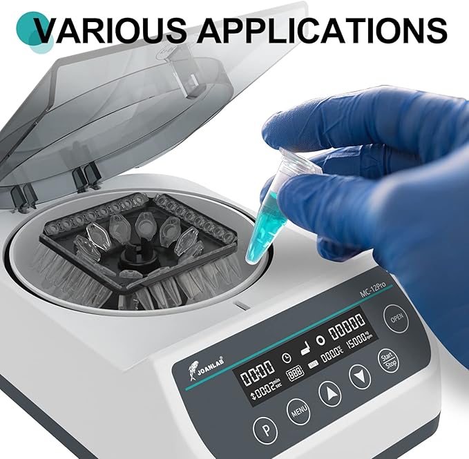 Lab High Speed Centrifuge Machine Bechtop Microcentrifuges 3 in 1 Rotor for 0.2/0.5/1.5/2mL Tube Capacity (12000RPM)