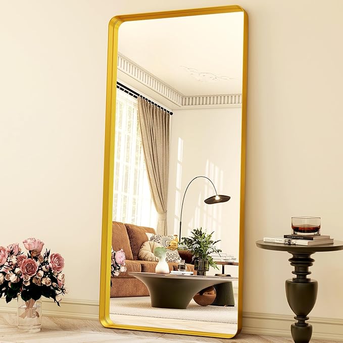 71" x 30" Full-Length Mirror - Gold Deep Framed Floor Mirror, Wall-Mounted Rectangular Dressing Mirror for Home Decor in Bedroom, Bathroom, Living Room - Hang or Lean Against Wall