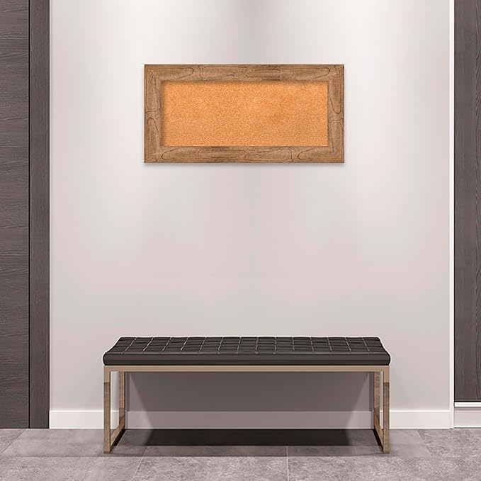 Amanti Art Natural Cork Board for Wall, 18x36 Vision Board with Brown Wood Frame, Medium Corkboard Office Decor for Home Organization, Country Rustic Corkboard Pinboard to Display Items for Home