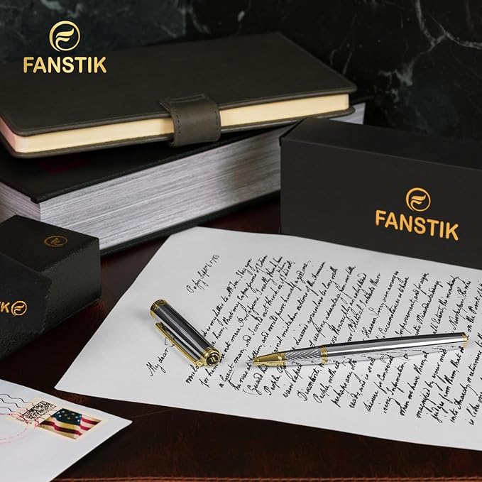 Silver&Gold Luxury Rollerball pen (Made In USA) fancy gift set for women, Real 24K Gold Plating, Professional executive pen gift set for men (Lux Rollerball Silver-Gold)