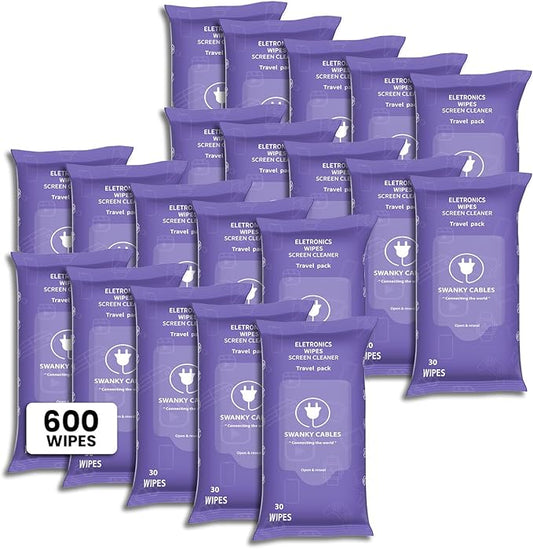 Screen Cleaner Wipes: Electronic Wipes for Screens - Computer Screen Wipes for Lens, Phone, Tv Screen and Monitor Cleaning - Tech Wipes & Microfiber Cloth (Soft Wipes, 600 Count)