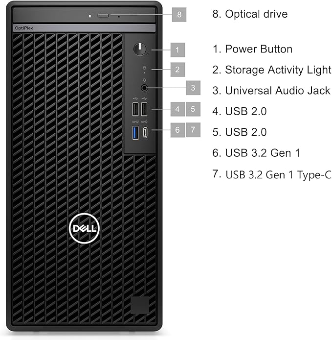Dell OptiPlex Desktop Computer, 7020 Tower Dekstop PC, 12th Gen Intel 4-Core Processor (Beats Core i7-9700), 16GB DDR5 RAM, 512GB PCIe SSD, DVDRW, WiFi Adapter, RJ-45, Keyboard & Mouse, Windows 11 Pro