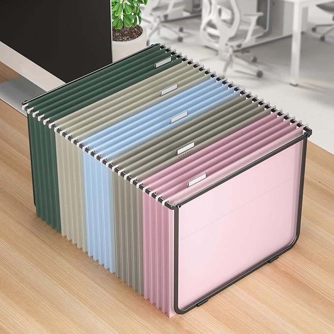 Hanging File Folders Letter Size, 50 Pack File Organizer Folders, 1/5-Cut Tabs with Hanging File Folder Frame, Heavy Duty 1 Inch Expansion, Stay Organized for Your Home and Office Bulk File.