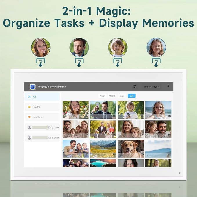 21.5 Inch Smart Digital Calendar – Electronic Chore Chart & Planner with 1920x1080P IPS Touchscreen, Weekly/Monthly Family Organizer for Wall or Desk, White 2025 New Version