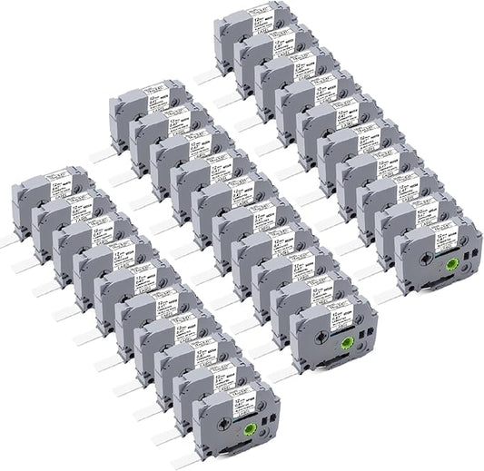 30PK Tz Tape 12mm 0.47 Laminated White Compatible with Brother P Touch Label Maker Tape 12mm 0.47 White Refill TZe-231 Label Tape for Brother P-Touch Label Maker PT-D210 PT-H110 PT-D220