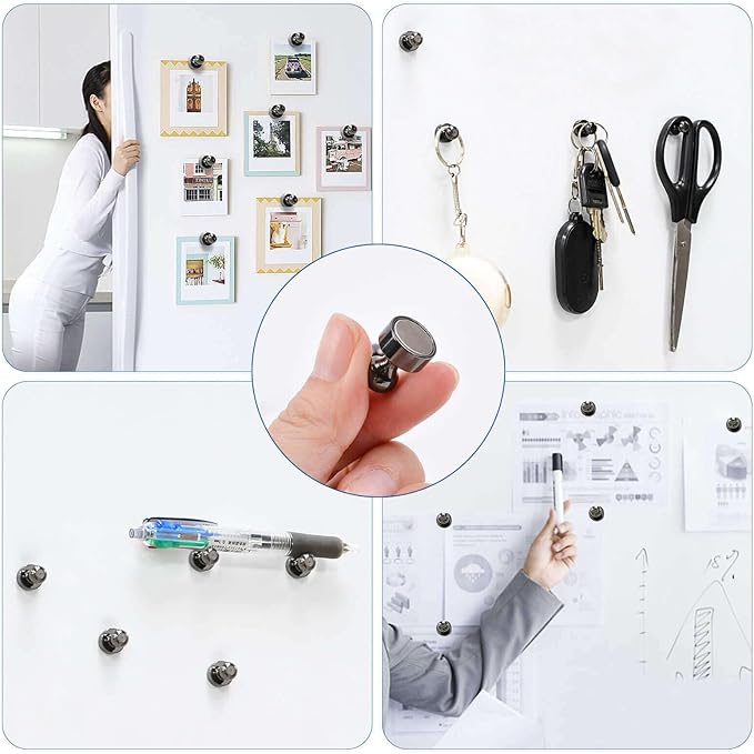 25Pcs Fridge Magnets, Bright Black Strong Refrigerator Magnets Small Push Pin Magnet s, Magnetic Decorative Magnet s for Whiteboard, Classroom, Office, Dry Erase and Map Magnet