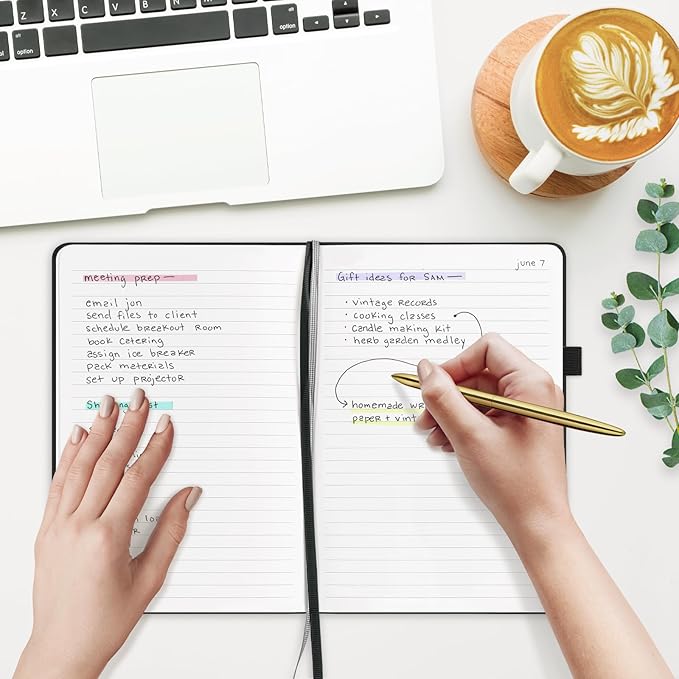 &And Per Se Lined Journal Notebook (10 Packs), 160 Pages, A5 5.7 x 8 inches College Ruled Thick Paper Notebook Journals for Writing, Hardcover Notebooks for Women Men Office School (Black)