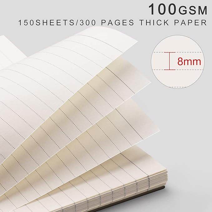 EMSHOI A5 Spiral Notebook College Ruled Lined Journal, Small 5.7" X 8.22", 300 Pages/150 Sheets, 100gsm Thick Paper, Waterproof Hardcover, for Office School Women Men Work Writing Notes, Coffee