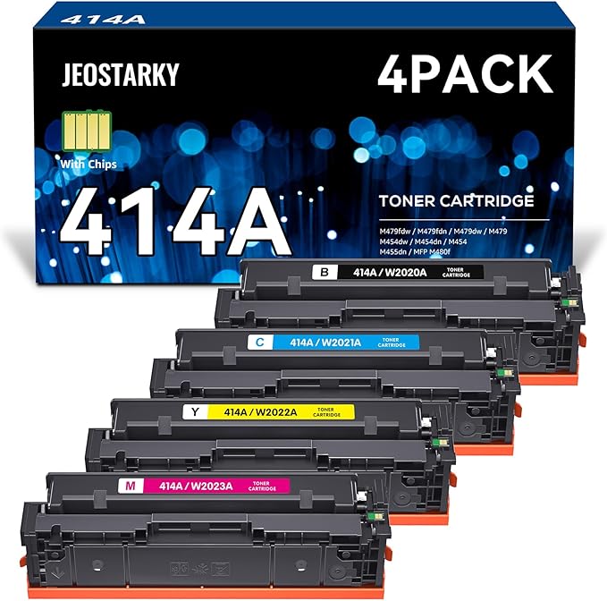 414a Toner Cartridges 4 Pack Replacement for HP 414a Toner 414X W2020a Compatible with HP Color Laserjet Pro MFP M479fdw M479fdn M454dw M454dn M480f Printer