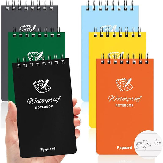 6 Pack Waterproof Notepad Pocket Notebook 3x5 All-Weather Small Pocket Notebook Waterproof Police Spiral Notepad Little Memo Notepads for Outdoor Travel Office School