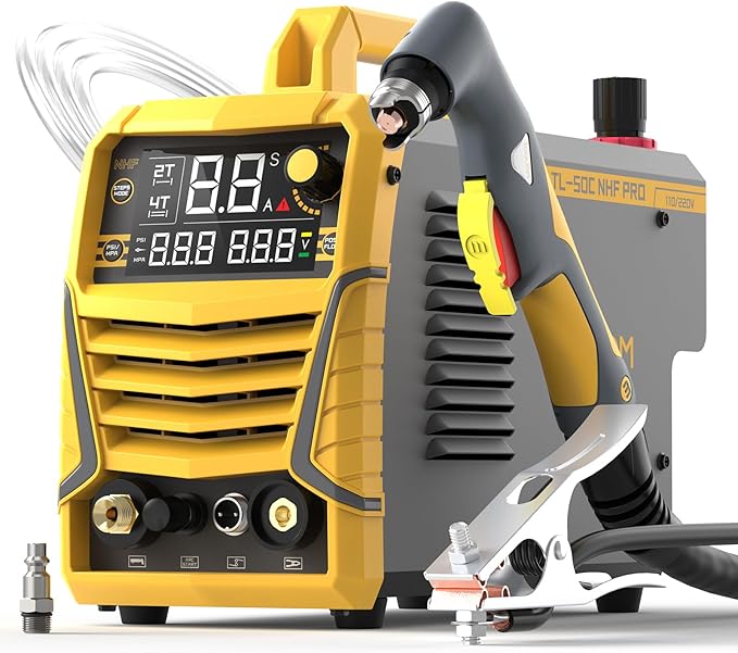 TOOLIOM 50A Non High Frequency Plasma Cutter 110/220V Dual Voltage 2T/4T Cutting Machine 3/4" Clean Cut with Large Digital Display