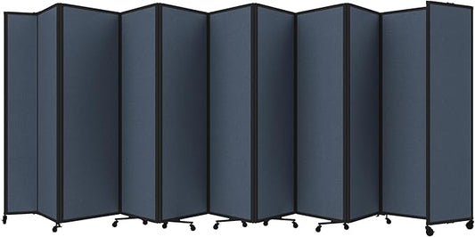 Versare Room Divider 360 Portable Wall Partition | Folding Panels | Large Freestanding Divider | Locking Wheels | Temporary Room Separator
