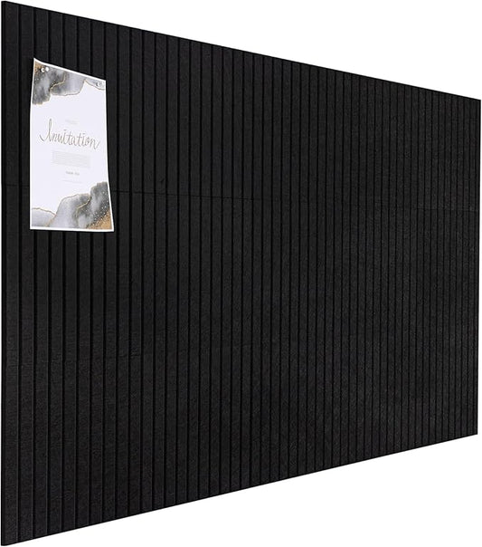 Large Cork Board Alternative, 15 Pack Felt Board with Safe Removable Adhesive Tabs Felt Wall Tiles, Large Cork Boards for Walls, Cork Board for Home Office, Pin Boards for Walls, Stripe Black
