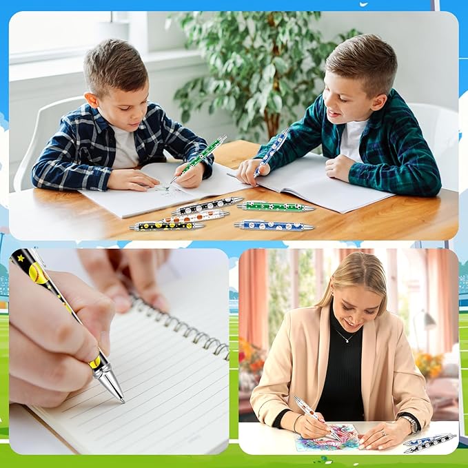 10 PCS Sports Party Favors Ball Theme Ballpoint Pens Ball Gifts for Team with 1mm Black Ink Replaceable Ballpoint Pen Refill for Prize Team School Office Supplies(Sports,10)