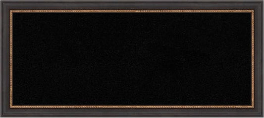 Amanti Art Black Cork Board for Wall, 15x33 Vision Board with Black Wood Frame, Medium Corkboard Office Decor for Home Organization, Traditional Corkboard Pinboard to Display Items for Home