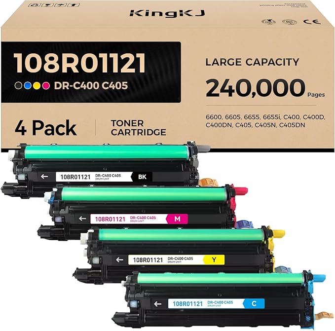 108R01121 Drum Unit Set 4-Pack (Not Toner) Black Cyan Magenta Yellow Replacement for Xerox Versalink C400 C400D C400DN C405 C405N C405DN Phaser 6600 Workcenter 6605 6655 6655i Laser Printer Image-Drum