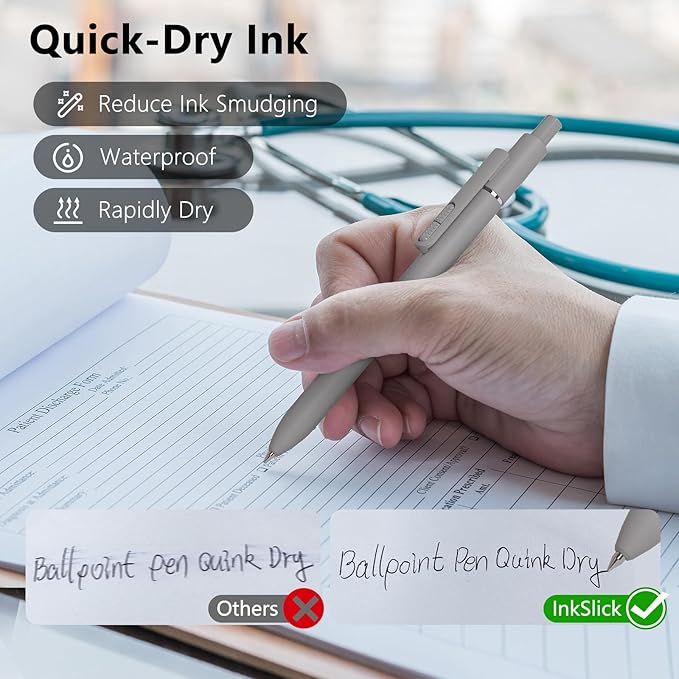 9 PCS Ballpoint Pens Black Ink, 1.0mm Medium Point Smooth Writing Ball Point Pens, High-end Long Lasting Retractable Pen for Home Office (6 Pens with 3 Refills)