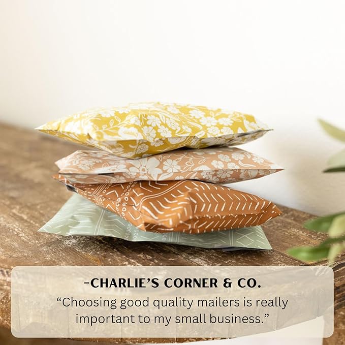 12x15.5 Poly Mailer Envelopes 100 Pcs Large-Sized Colored Designer Shipping Bags For Clothing Cute Mailers Unpadded Self-Sealing Packaging Recyclable Eco-Friendly (Yellow Floral) Mini Wander