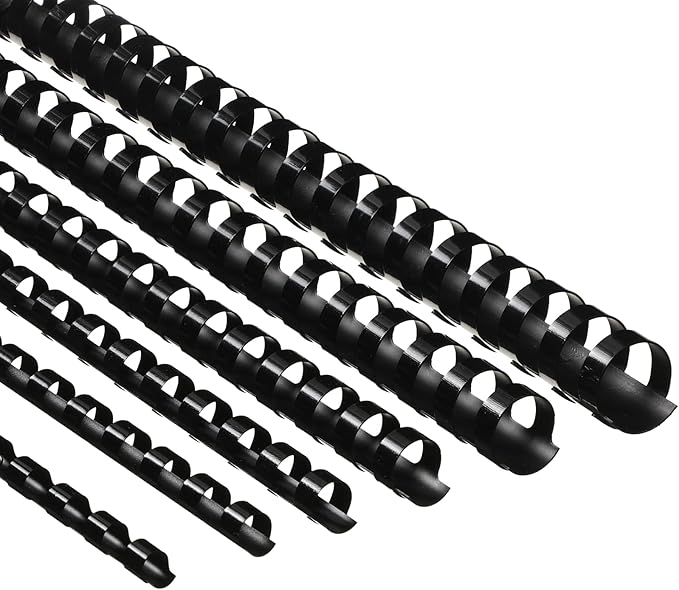 Yunsailing 150 Pack Plastic Binding Combs Plastic Binder Comb Ring 19 Ring Binding Spines Letter Size Spiral coils for Notebook Calendar(1/4 5/16 3/8 1/2 5/8 3/4 in,Black)