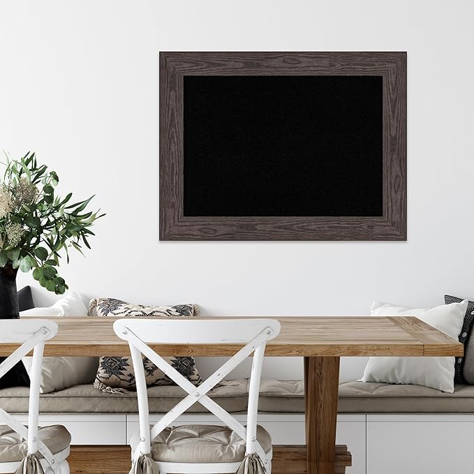 Amanti Art Black Cork Board for Wall, 26x34 Vision Board with Black Wood Frame, Medium Corkboard Office Decor for Home Organization, Country Rustic Corkboard Pinboard to Display Items for Home