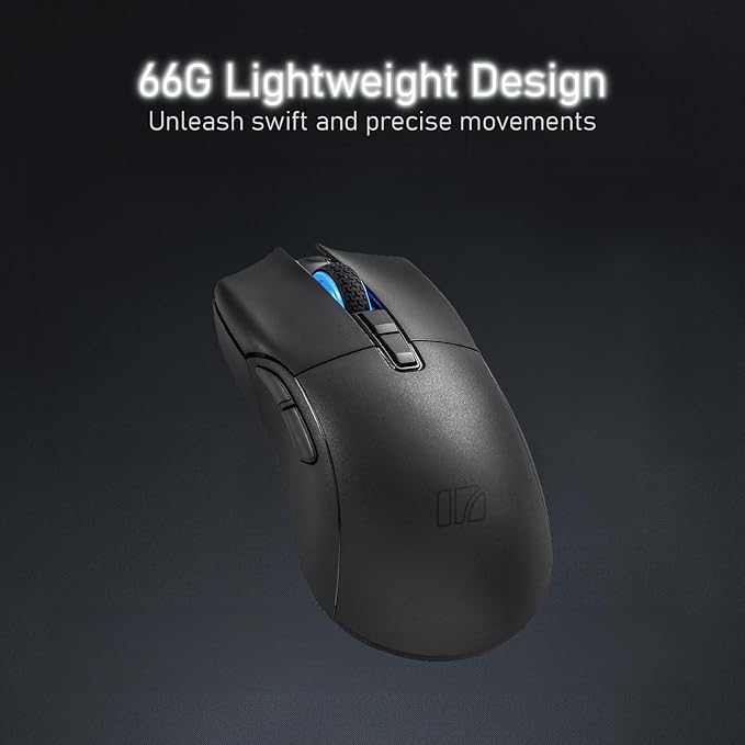 iRocks M31R Wireless Gaming Mouse, Triple Mode 2.4G/ Bluetooth/USB-C Detachable Cable Gaming Mouse, Kailh GM8.0 Mouse Switches, Advanced PixArt PAW3395 Optical Sensor, Up to 26,000 DPI - Black