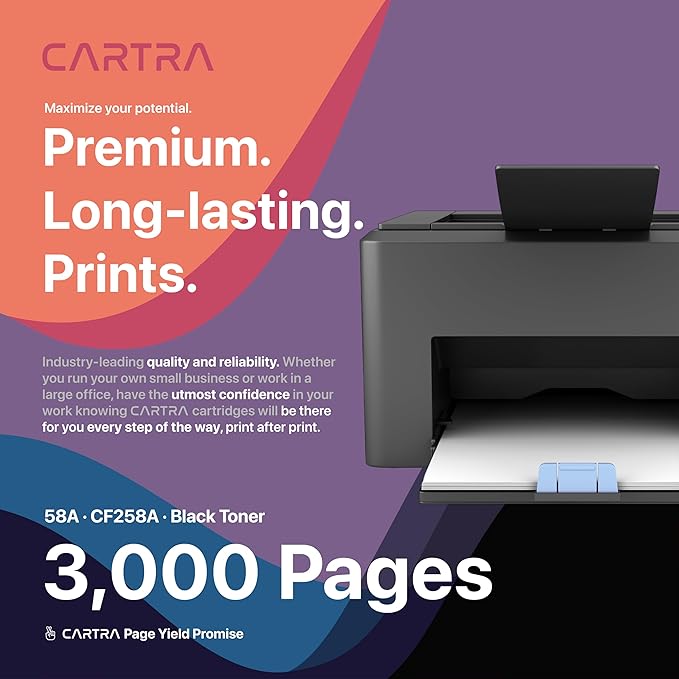 CARTRA 58A 2 Pack Toner Cartridge for HP M404 58X CF258A CF258X Black Compatible with Laserjet Enterprise M404n, M404dn, M404dw, M428dw, M428fdn, M428fdw, M428, M406dn, M406, M430f, M430