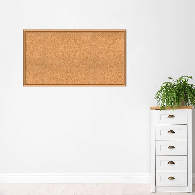 Amanti Art Natural Cork Board for Wall, 30x54 Vision Board with Bronze Frame, Oversize Corkboard Office Decor for Home Organization, Casual Corkboard Pinboard to Display Items for Home Organization