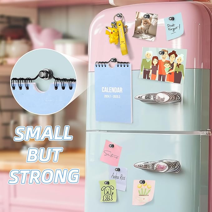 VNDUEEY 40Pcs Fridge Magnets, Black Refrigerator Magnets for Whiteboard, Strong Metal Magnets for Whiteboard, Office, Classroom, Kitchen, Map, Pictures