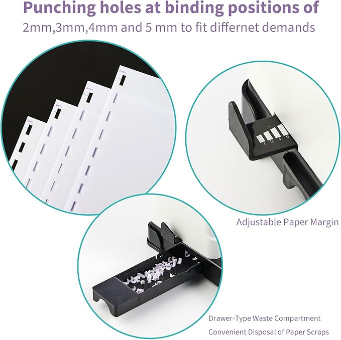 Binditek Binding Machine, 19-Hole, 450 Sheets, Comb Binder Machines with 100 PCS 1/2" Comb Spines, for Letter Size, A5 or Smaller Sizes