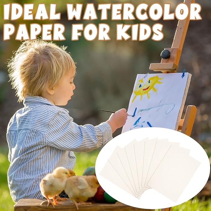 TaoBary 300 Pcs Watercolor Paper Sheet Bulk White Cold Press Paper Pack 110 lb 230 GSM Sketch Painting Watercolor Pad for Watercolorist Beginning Artists Adults Drawing Craft (6 x 12 Inch,230 GSM)