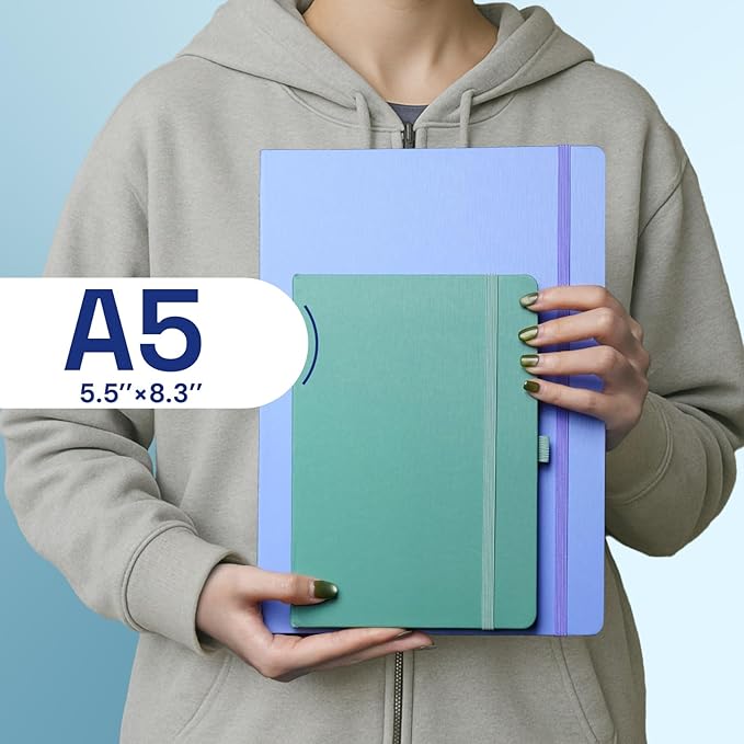 A5 Lined Journal Notebook, 7mm College Ruled Notepad, Journaling for Writing, Work, School, Travel and Note Taking, Hardcover 160 Pages (80 Sheets) 5.79 x 8.3 inches (3 Pack Blue)