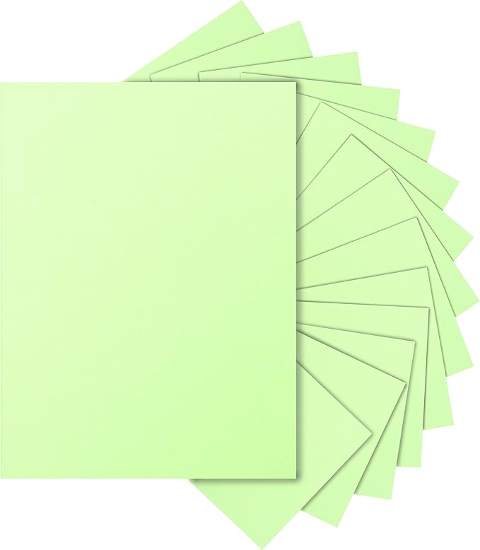 100 Sheets Light Green Cardstock 8.5 x 11 Certificates Paper, 200gsm/75lb Thick Card Stock Printer Paper for Cards Making, Thank You Card, Business Cards, Scrapbooking, Birthday Decorations