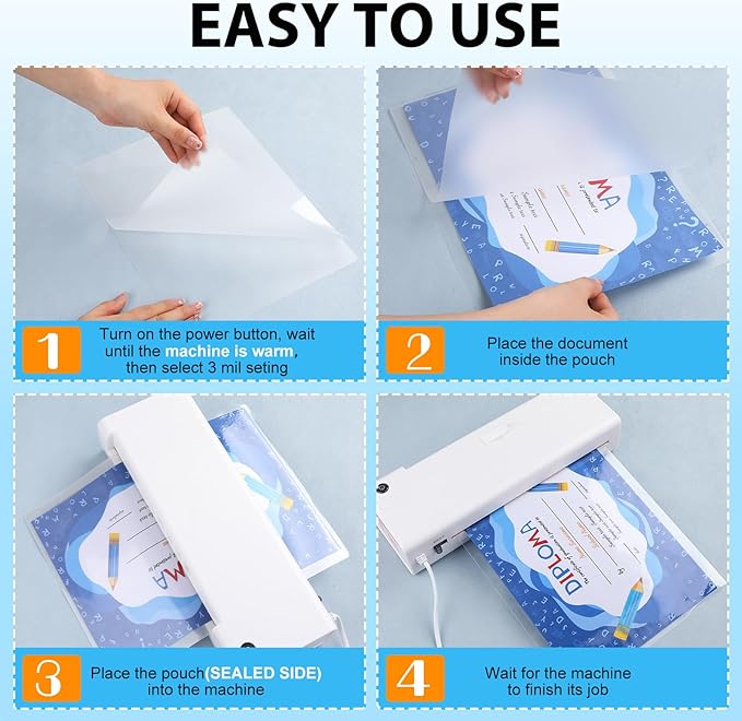 400 Pack Laminating Sheets, Holds 8.5 x 11 Inch Sheets, 3 mil, 9 x 11.5 Inches Thermal Laminating Pouches Lamination Sheet Paper for Laminator, Clear, Letter Size, Office and School Supplies