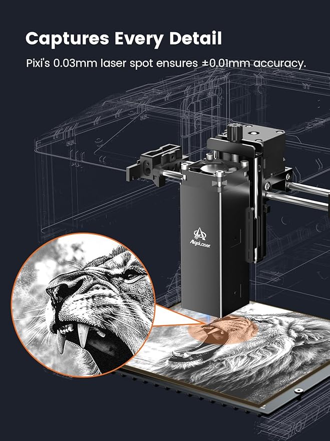 AlgoLaser 5W Smart Laser Engraver Machine: Portable Laser Engraver with 3.5" Touchscreen & 2.0 AlgoOS System - Hand Draw/Wireless Transmission/SD Card/Offline - Laser Engraving for Wood, Leather