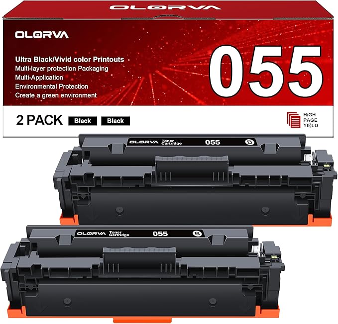 055 Black Compatible Toner Cartridges Replacement for Canon 055 Black 2 Pack 055H Compatible with Canon Mf743cdw Toner Cartridges, MF745Cdw, MF746Cdw Laser Printers