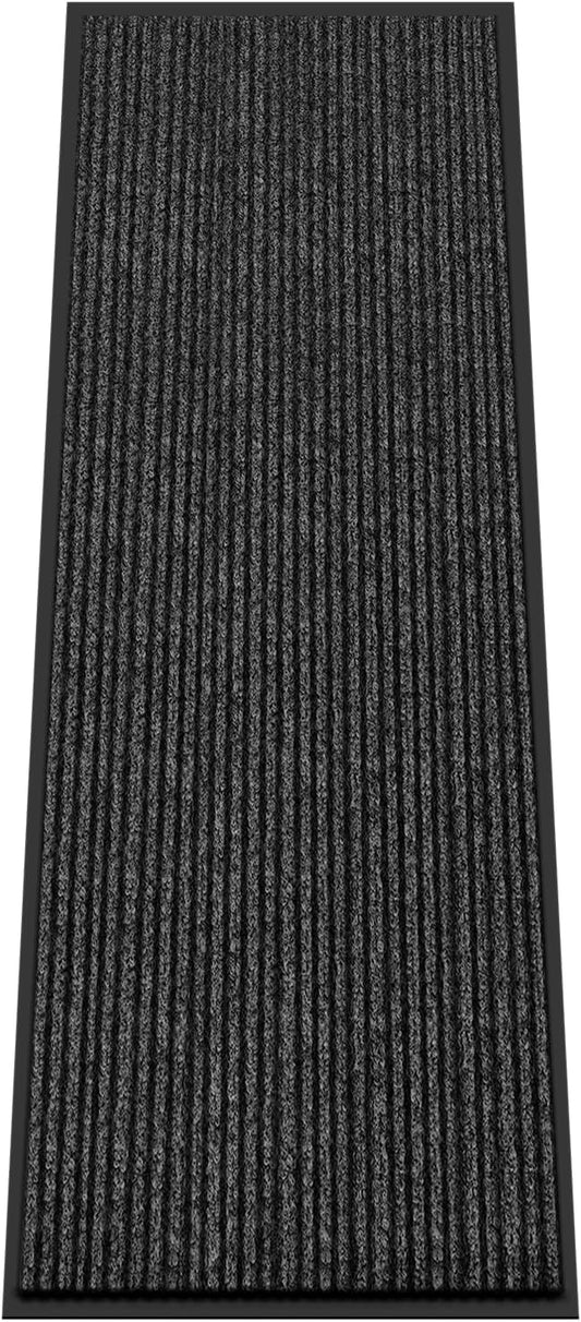 Kuyal Front Door Mat, 2'x6' Indoor Outdoor Entrance Mat, Commercial Floor Mats Inside Outside Entrance, Heavy Duty Durable Welcome, Rubber Backing Non Slip Outdoor Mats for Entryway,Black