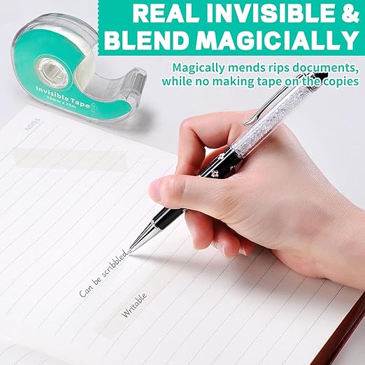 Invisible Clear Tape Bulk with Dispenser, 6 Pack Transparent Tapes Frosted Writable, Bulk Tape Rolls 7/10 X 1000 Inches School Home Office Supplies for Gift Paper Wrapping, Art Craft, Labeling