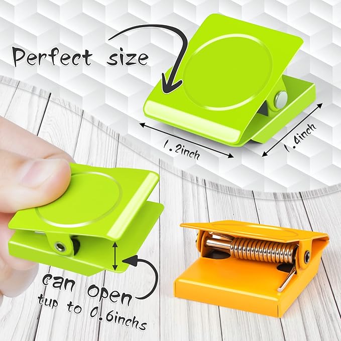 Grtard 12 Pack Magnetic Clips Heavy Duty, Colorful Strong Fridge Magnet Clips Heavy Duty, Metal Magnet Clips for Fridge, clip Magnets, Magnetic Clips for Refrigerator, Locker, Whiteboard, Home, Office