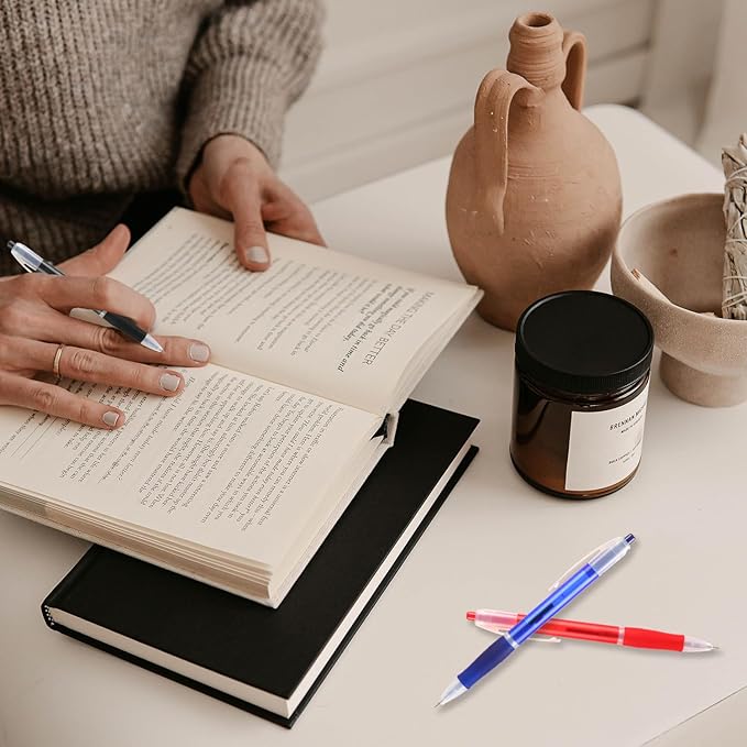 Aozora Retractable Pens Ballpoint Super Smooth Writing Pens Bulk 100 pack Medium Point 1.0mm No Bleed Click Pens with Soft Grip Black Ink