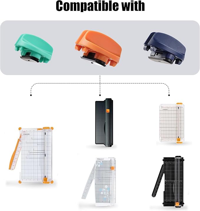 6-Pack Trimmer Replacement Blades for Fiskars Paper Trimmer, Replacement Blade for All Series of Fiskars/Portable&Precision Trimmer,Arts and Crafts,4 Cutting&2 Scoring Blades,Slider,Ice Blue
