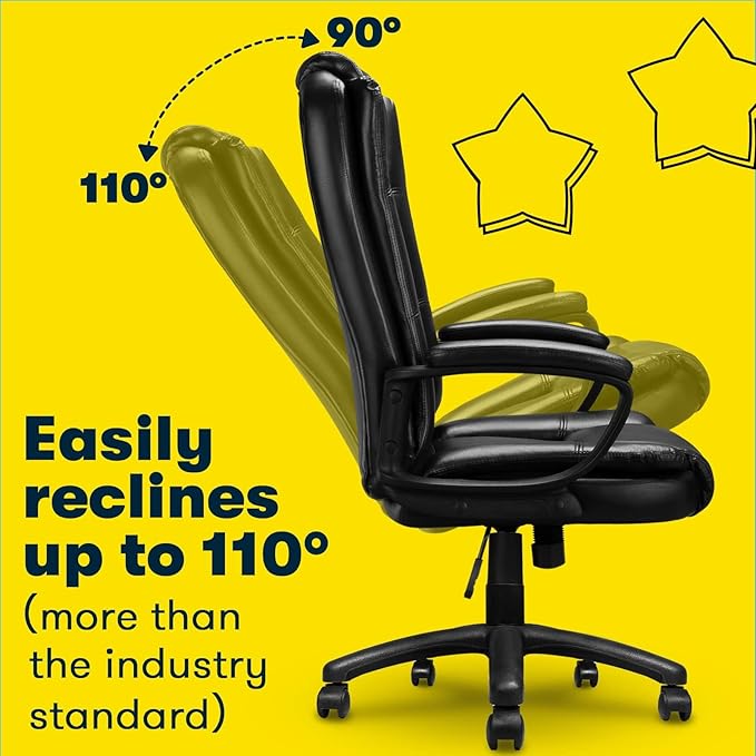 OFIKA Home Office Chair, 400LBS Big and Tall Computer Chair Heavy Duty Design, Ergonomic High Back Cushion Lumbar Back Support, Adjustable Executive Leather with Armrest