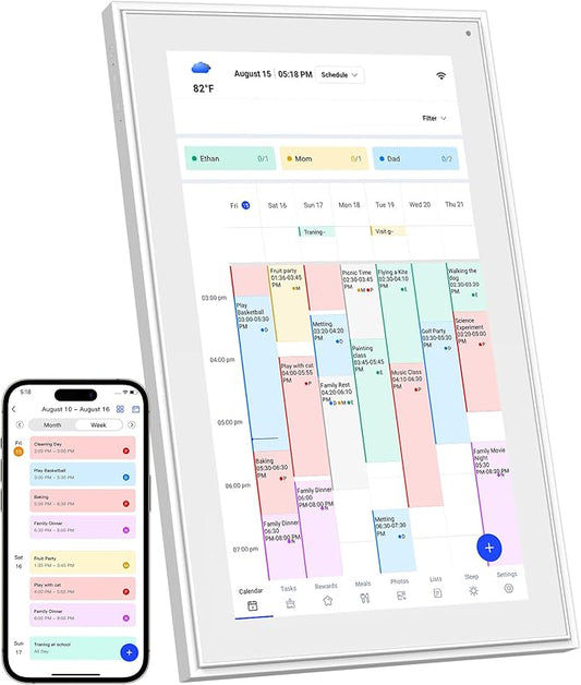 Digital Calendar, 15.6inch Smart WiFi Digital Calendar&Chore Chart, 1920 * 1080 IPS Touch Screen HD Display for Family Schedules, Wall-Mounted, Share Moments Instantly from Anywhere (White, 15.6 inch)