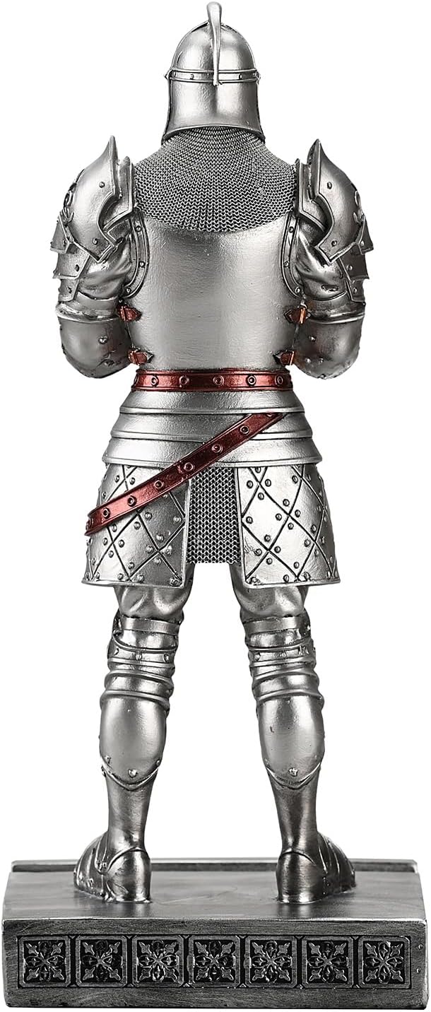 King's Guard Standup Knight Candlestick Holders Resin TeaLight Holder Warrior Mobile Phone Stand Pen Holder Candle Holder for Restaurant, Altar, Home Table(Silver)