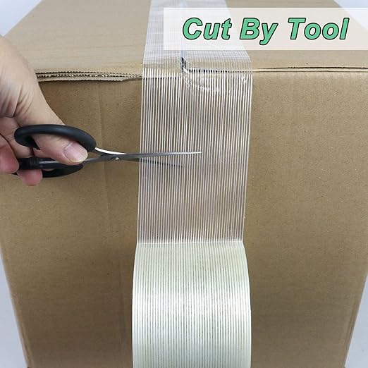 BOMEI PACK Strapping Tape 3 Inch, Heavy Duty Fiber Reinforced Packing Tape, 60yds 5.9Mil, Total 120yds