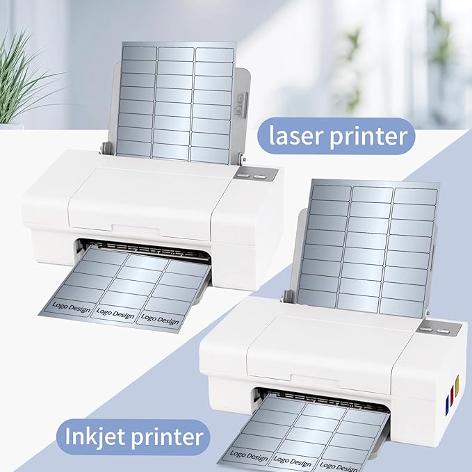 1" x 2-5/8" Address Labels- Matte Silver Mailing Labels Stickers for Laser/Inkjet Printer-Permanent Adhesive Stickers